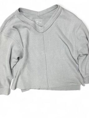 Light Gray off the shoulder Waffle Knit Women's Sweater